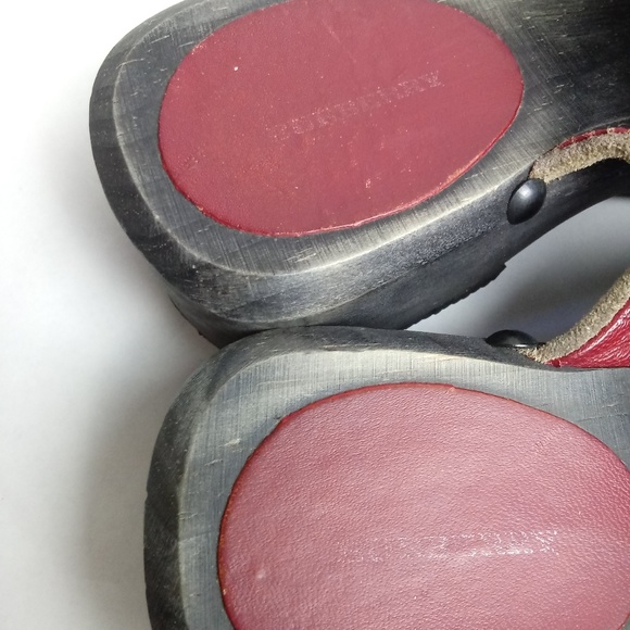 Burberry Distressed Fabric Wood Mules/Clogs 37/7 - Picture 4 of 8